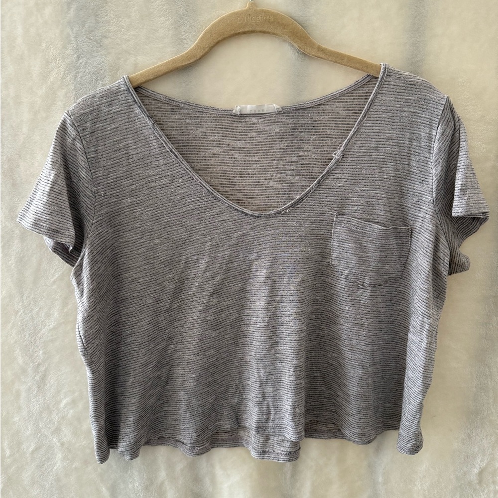 Lush Heather Gray Striped Crop Top